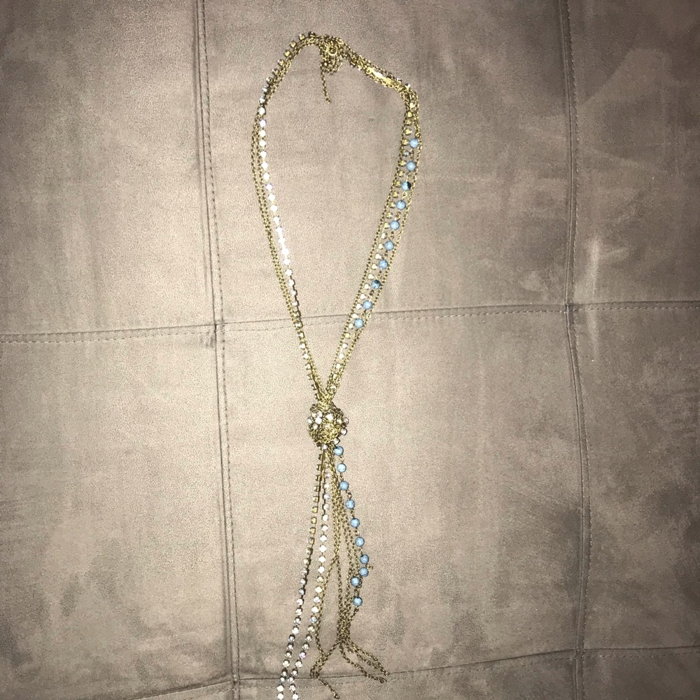 BLUE BEAD KNOTTED NECKLACR